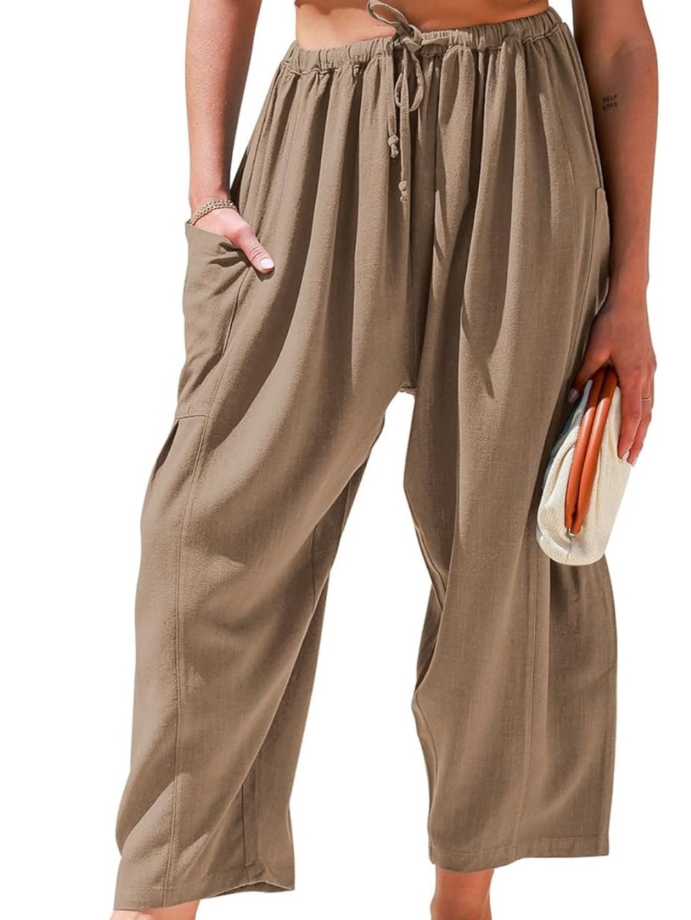 Tarse linen blend Wide Leg Pants